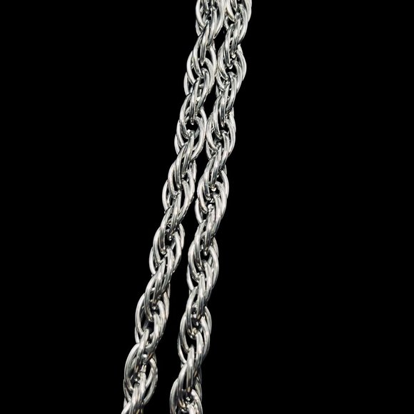 Vintage Chunky Silver Tone Rope Chain Necklace 50" (4977) - Picture 4 of 4